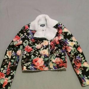 Girls floral moto jacket